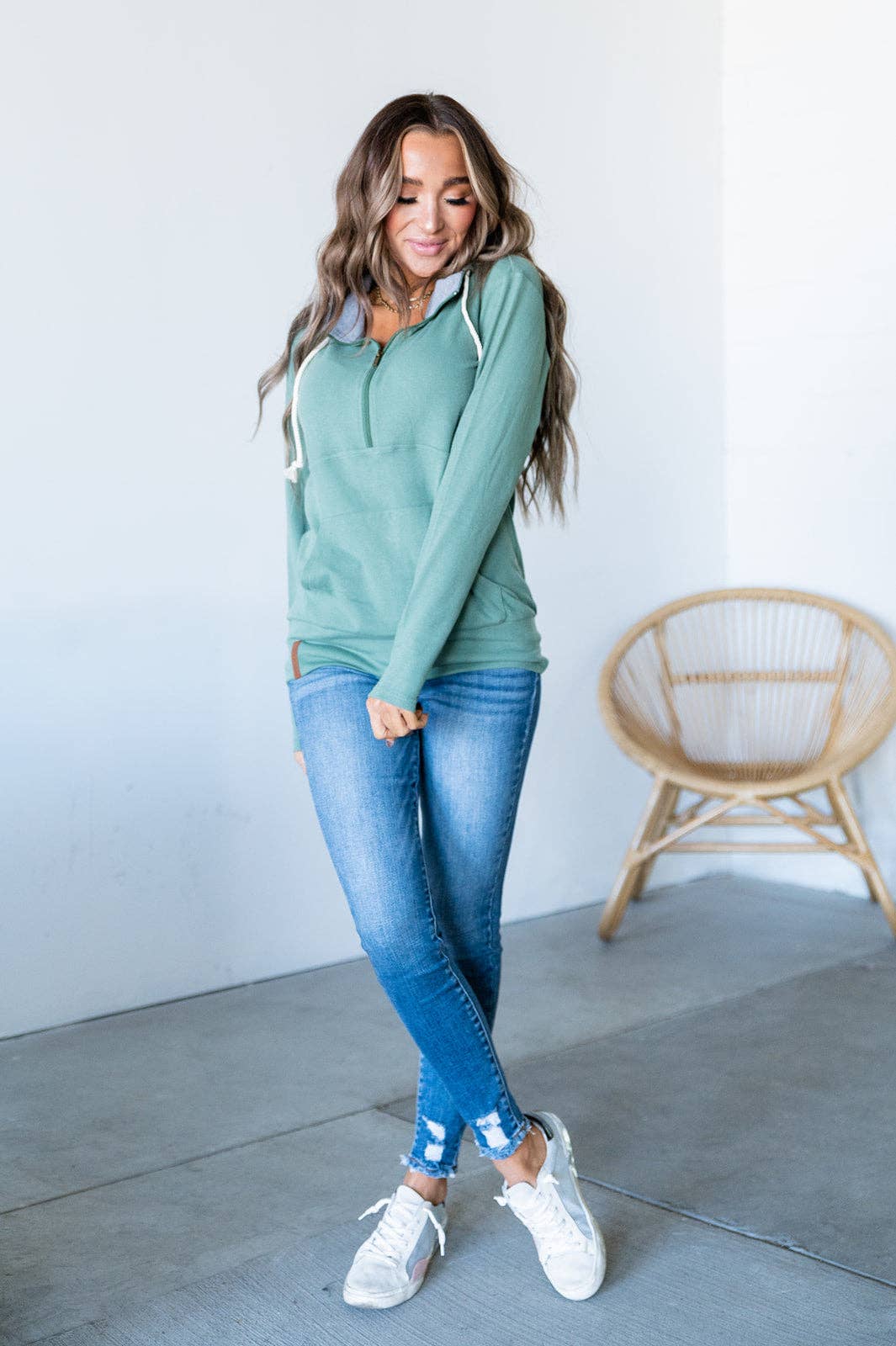 Half Zip On Trend Lightweight Sweatshirt