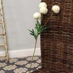 White Chrysanthemum Pompom Spray, 23"