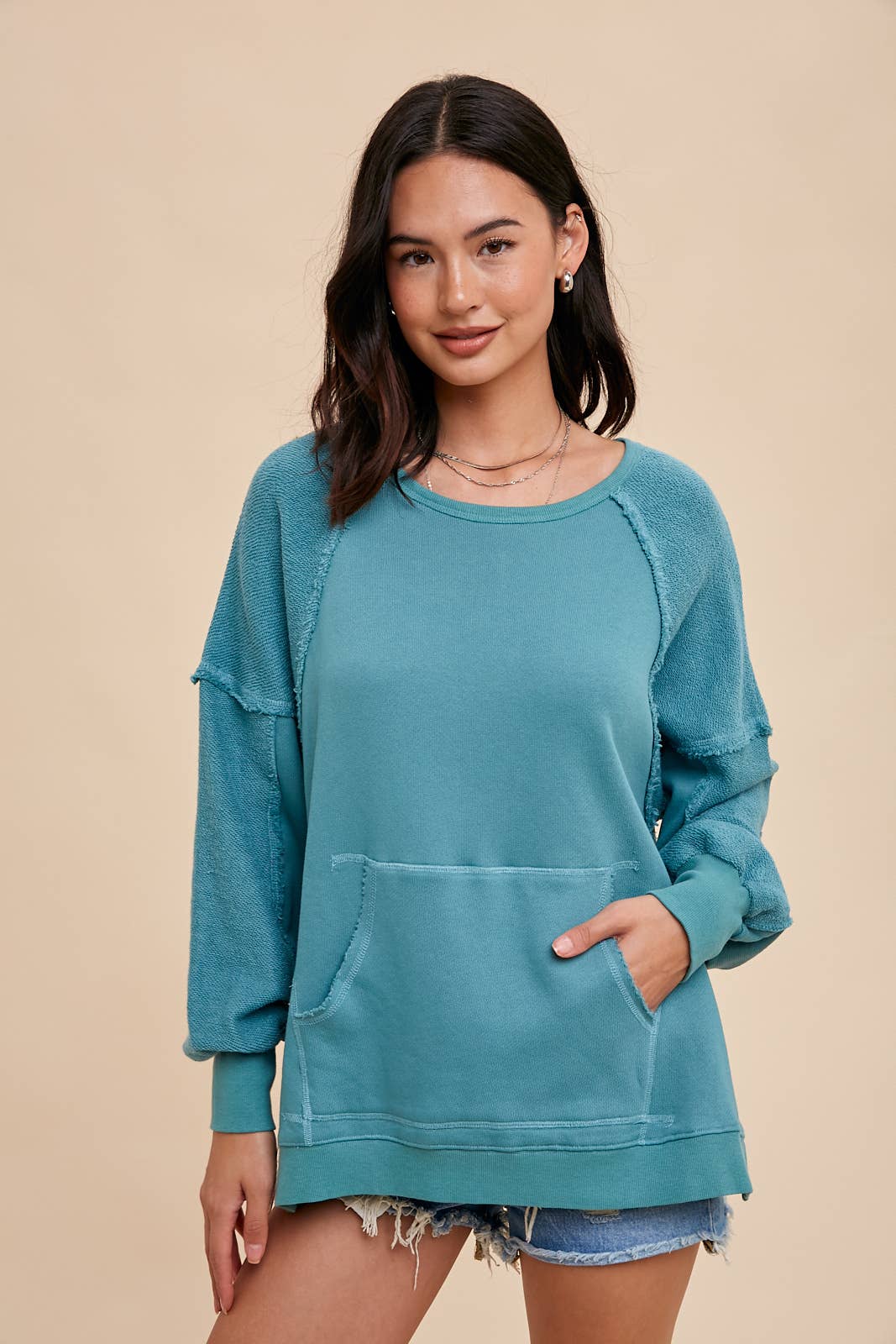 OVERSIZED FRENCH TERRY PULLOVER Seaglass Color