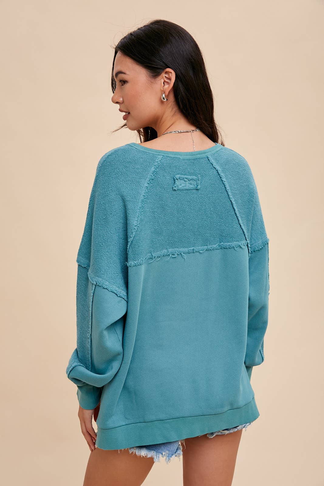 OVERSIZED FRENCH TERRY PULLOVER Seaglass Color