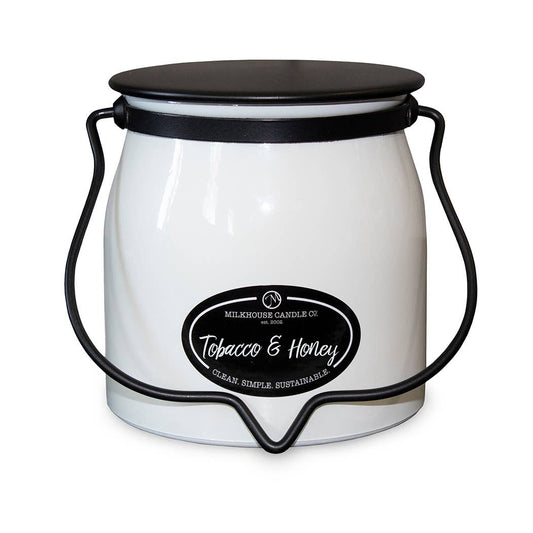 16 oz Butter Jar Candle: Tobacco & Honey