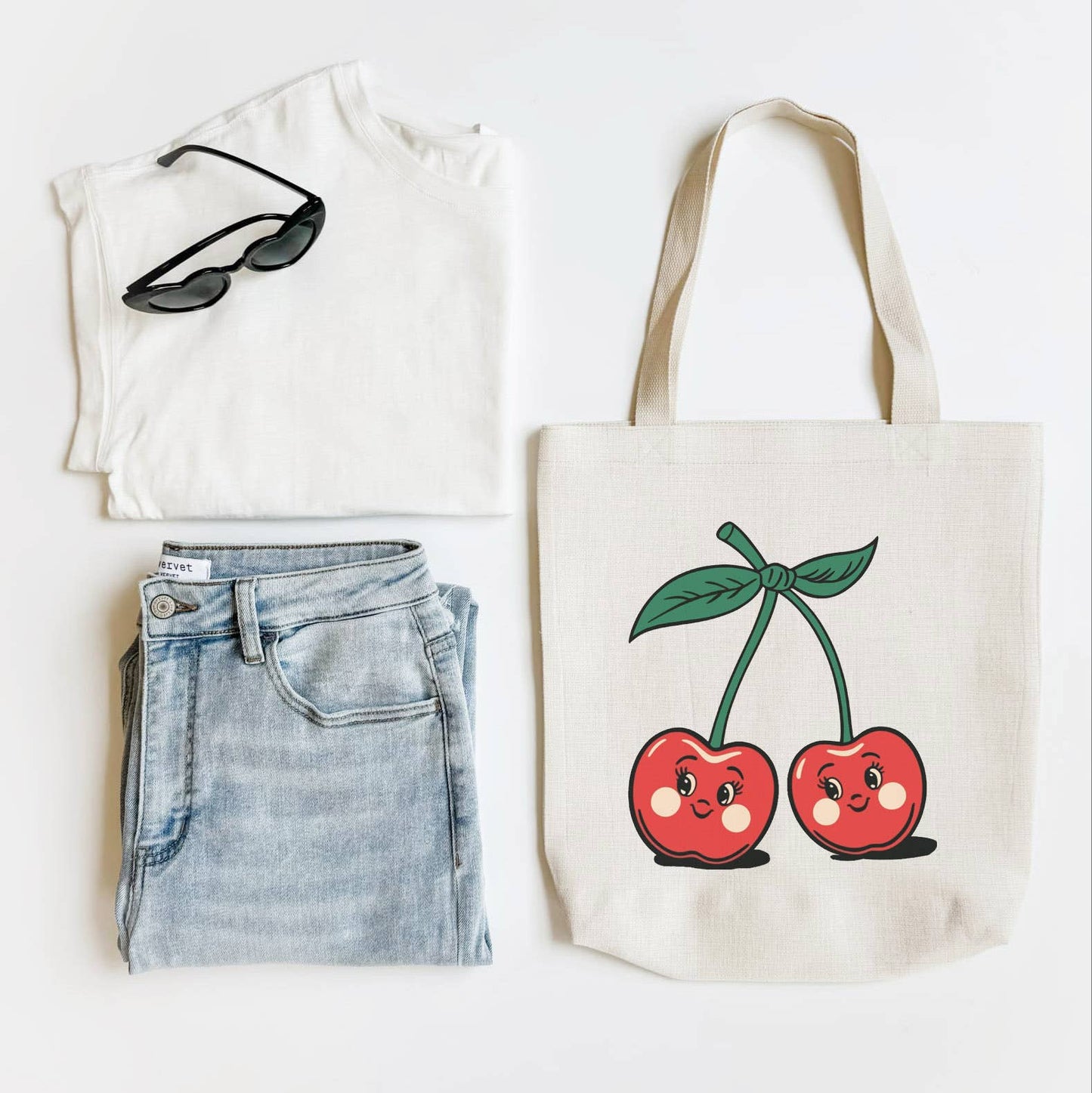 Vintage Cherry Tote, Funny Tote Bag, Shoulder Bag, Book Bag