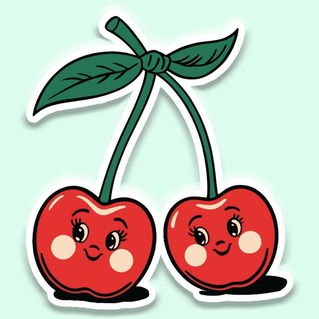 Vintage Cherry Sticker Decal, Preppy Cherry Sticker, Cherry