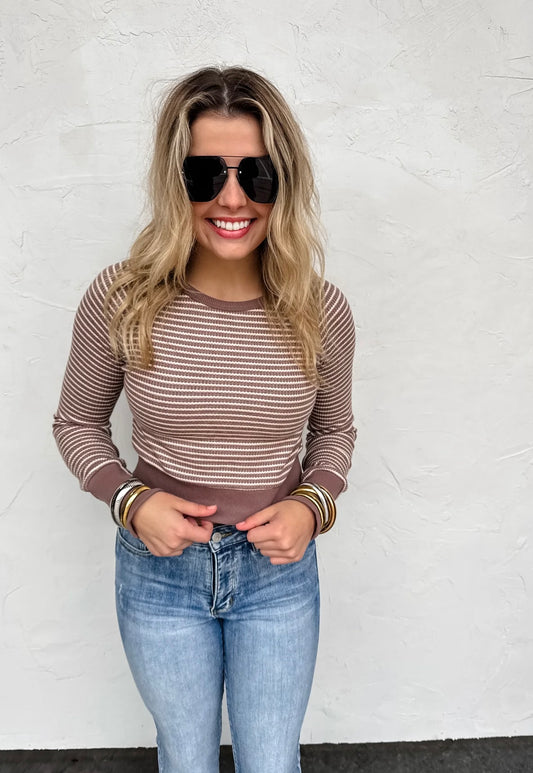 Blakely Brown Raynaa Striped Top