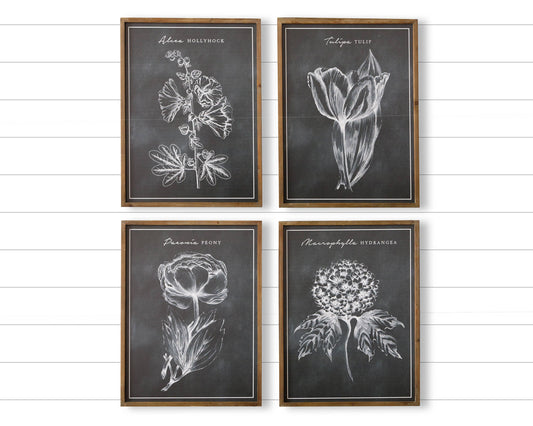 Sign - Chalk Style Botanicals Large Wall Art Modern Shabby Chic Farmhouse