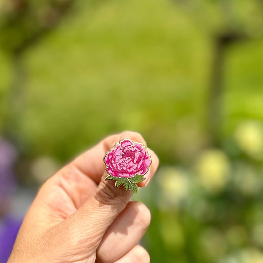 Peony Flower Floral Enamel Pin