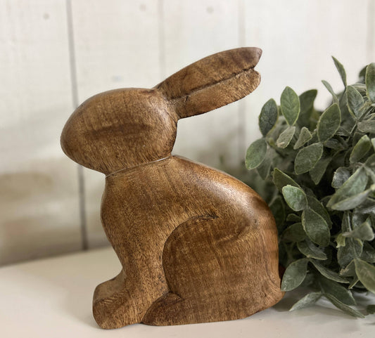 Chunky Wood Bunny 7.5x6in