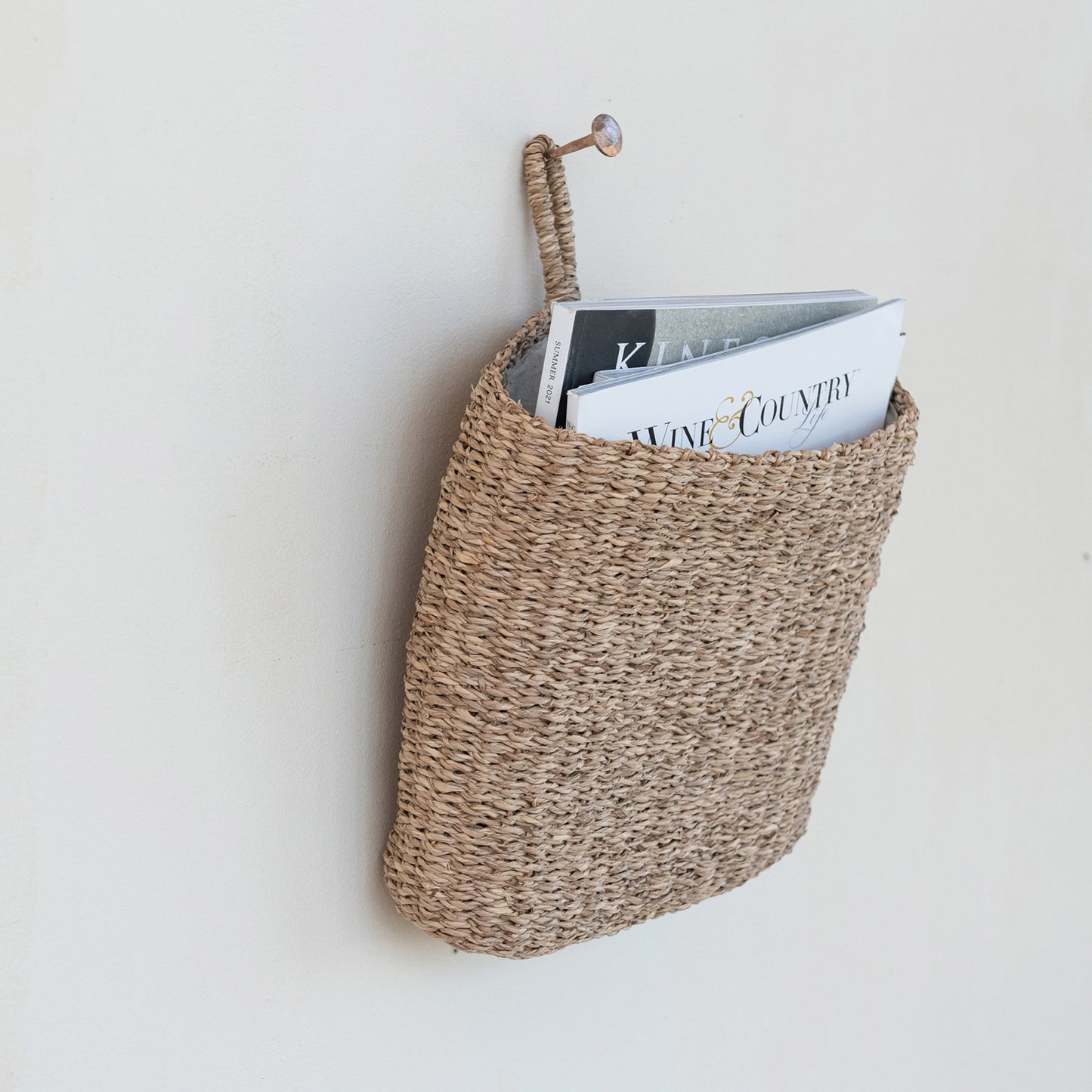 Hand-Woven Seagrass Wall Basket w/ Loop