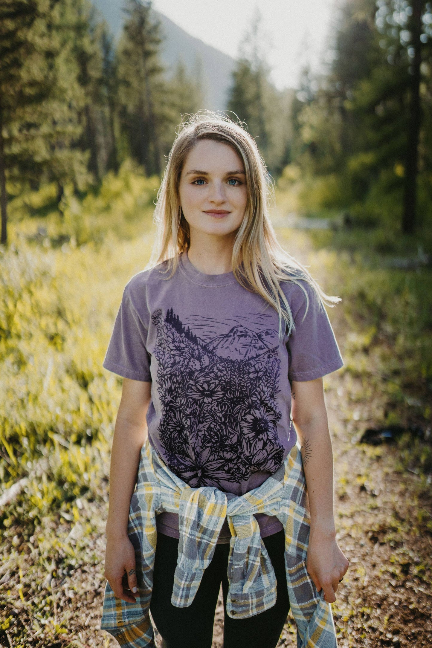 The Montana Scene - Flower Meadow Unisex Tee - Wine: 2X