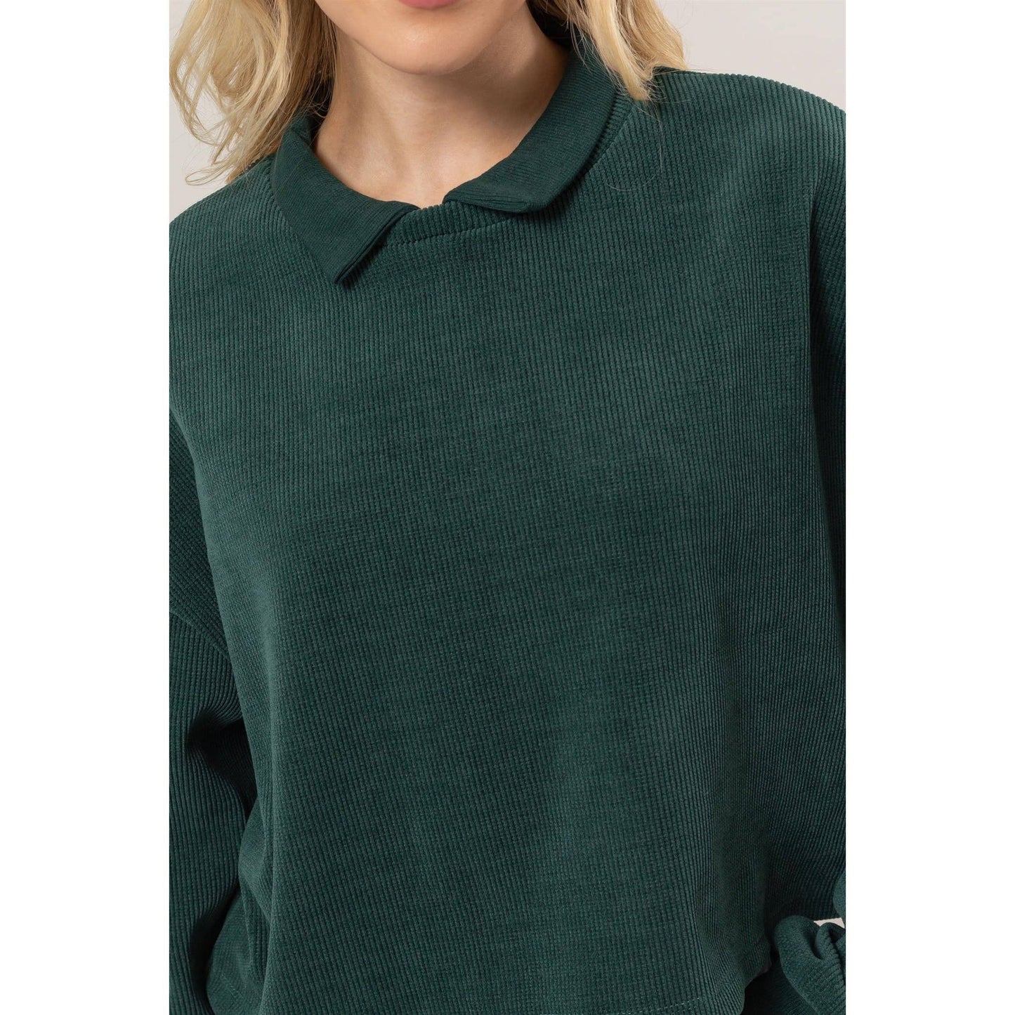 Collared Rib Knit Top