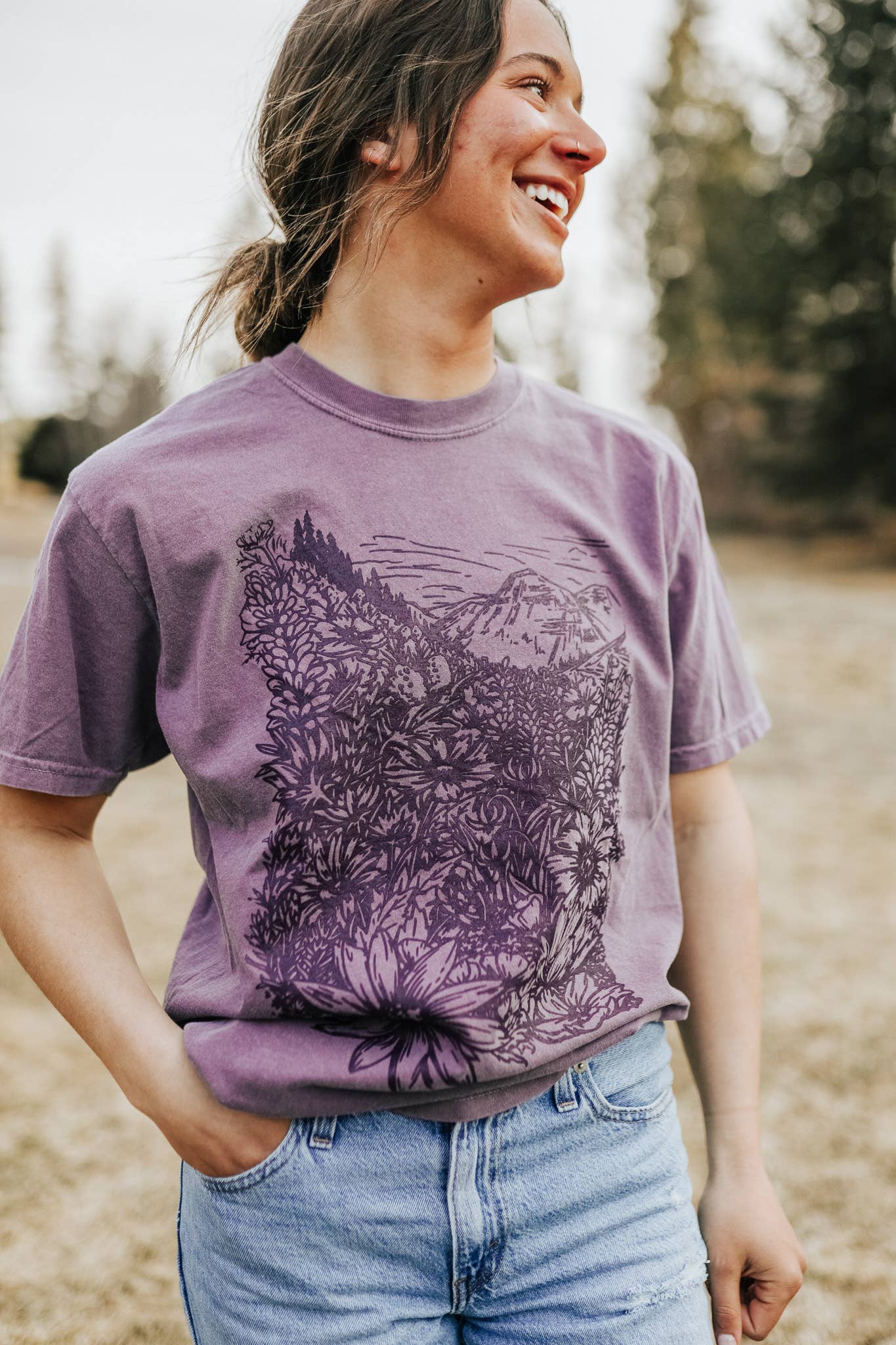 The Montana Scene - Flower Meadow Unisex Tee - Wine: 2X